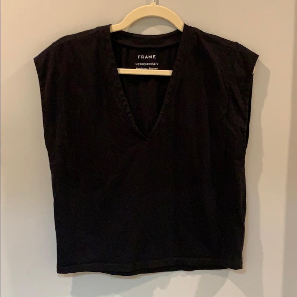 Frame black vneck tee. Size medium.